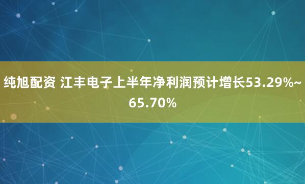 纯旭配资 江丰电子上半年净利润预计增长53.29%~65.70%